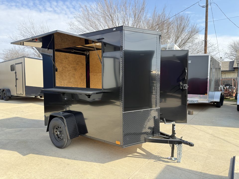 New 2026 New 5x8 SA Screwless Vending Enclosed Trailer | Blackout | Spoiler Package | .08 Polycor | Dexter Axle | 996