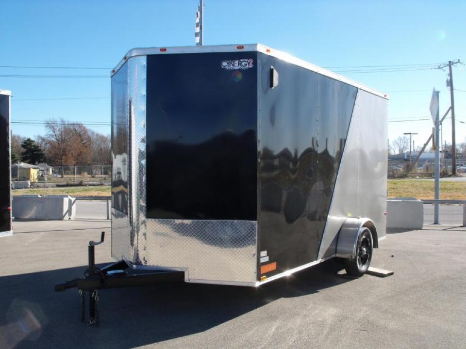 New HUGE SALE WHILE THEY LAST    !!! Enclosed Trailer 7 X 12 Ramp  7'  Interior Insulated Trailer Two Tone Charcoal Frt/ Silver Mist Rear   In Color  Tube Construction