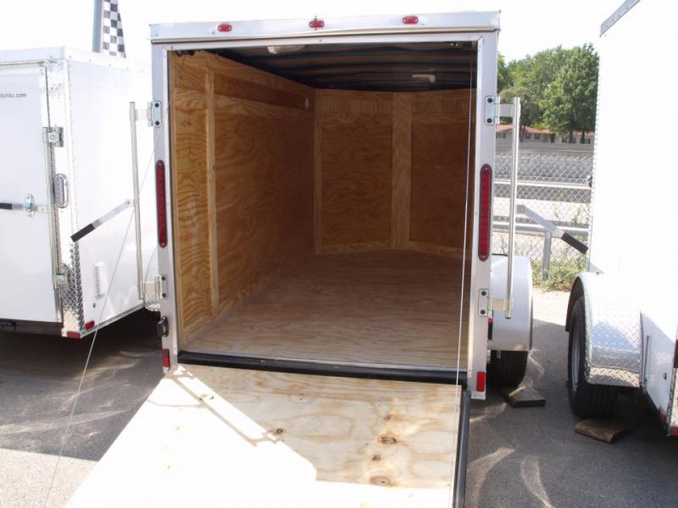 New HUGE SALE WHILE THEY LAST !!!   Enclosed Trailer 5 x 10  Ramp 5' Two Tone In Color White Front/Silver Mist Rear