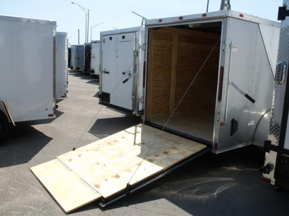 New HUGE SALE WHILE THEY LAST !!!   Enclosed Trailer 5 x 10  Ramp 5' Two Tone In Color White Front/Silver Mist Rear