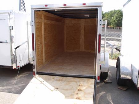 New HUGE SALE WHILE THEY LAST !!!   Enclosed Trailer 5 x 10  Ramp 5' Two Tone In Color White Front/Silver Mist Rear