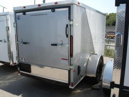 New HUGE SALE WHILE THEY LAST !!!   Enclosed Trailer 5 x 10  Ramp 5' Two Tone In Color White Front/Silver Mist Rear