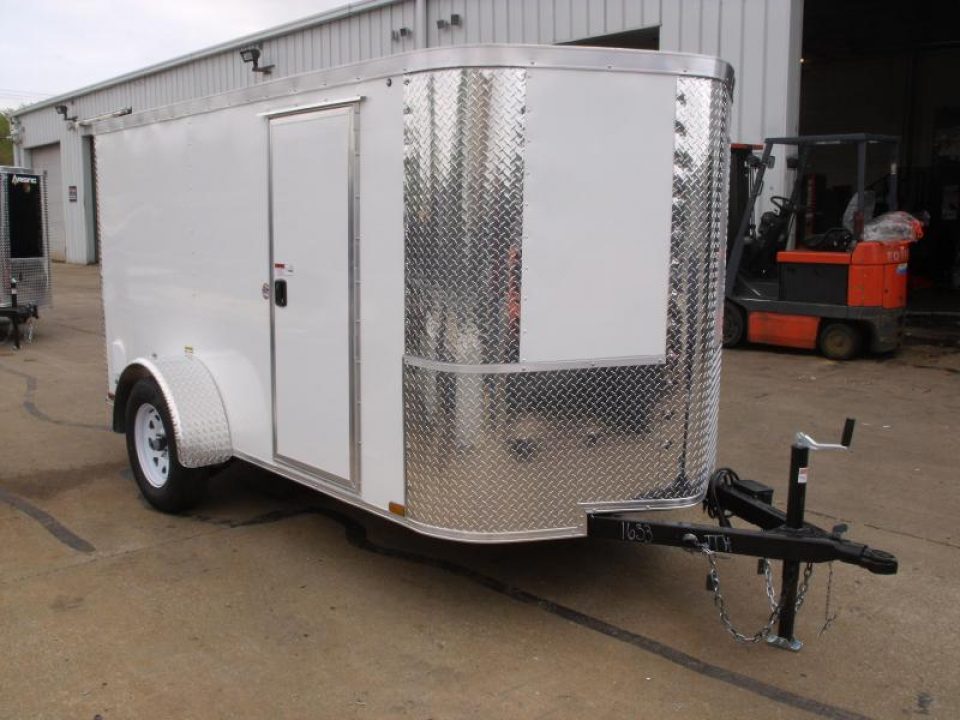 New HUGE SALE  Enclosed Trailer 5 X 10 Ramp 2990 Axle White In Color All Tube Construction