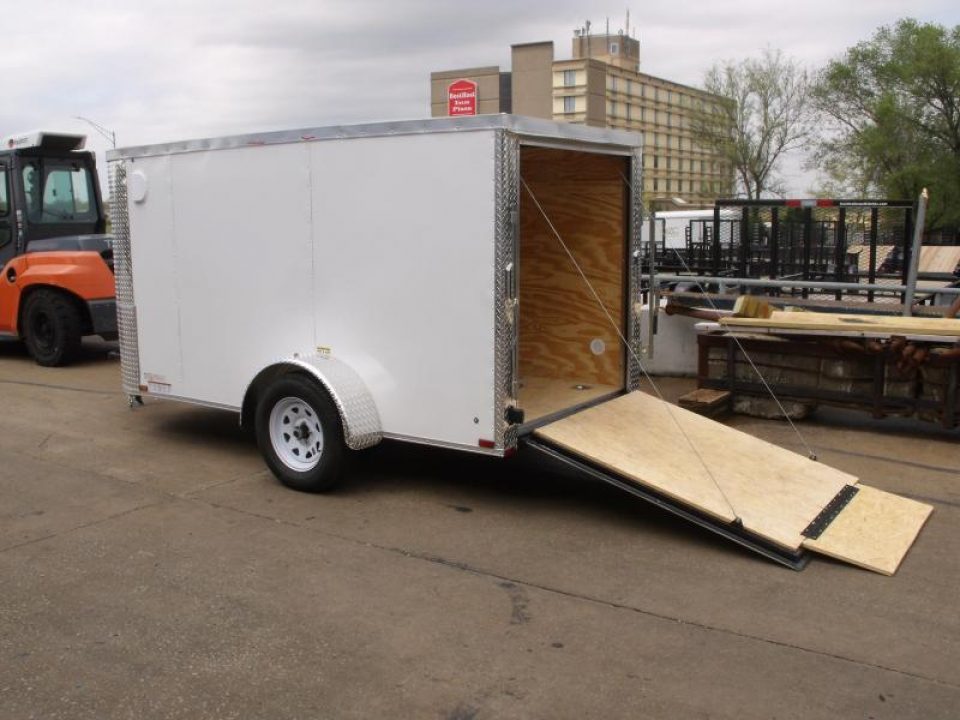 New HUGE SALE  Enclosed Trailer 5 X 10 Ramp 2990 Axle White In Color All Tube Construction