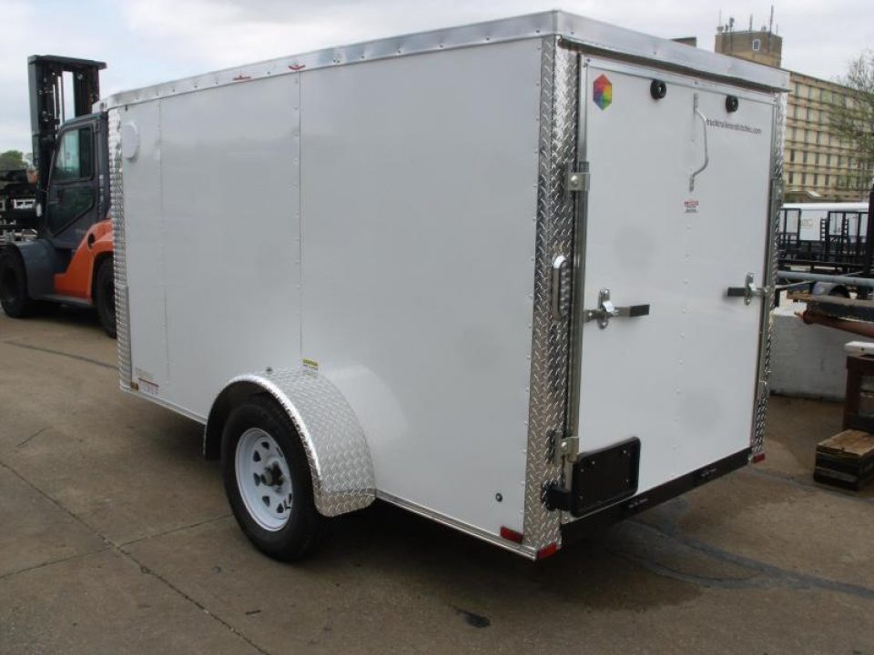 New HUGE SALE  Enclosed Trailer 5 X 10 Ramp 2990 Axle White In Color All Tube Construction