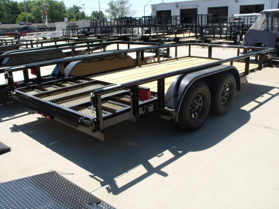 New Utility Trailer 83" x 16    Pipe Rail Top  Rear  LAY-N-TAIL GATE  Brakes 7000 GVWR