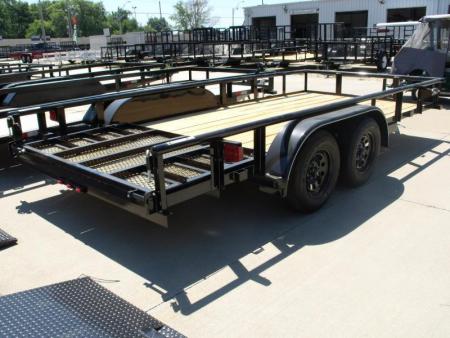 New Utility Trailer 83" x 16    Pipe Rail Top  Rear  LAY-N-TAIL GATE  Brakes 7000 GVWR