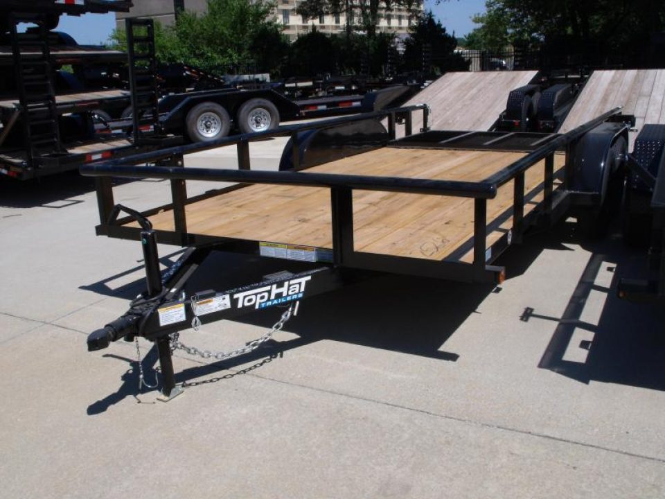 New Utility Trailer 83" x 16    Pipe Rail Top  Rear  LAY-N-TAIL GATE  Brakes 7000 GVWR