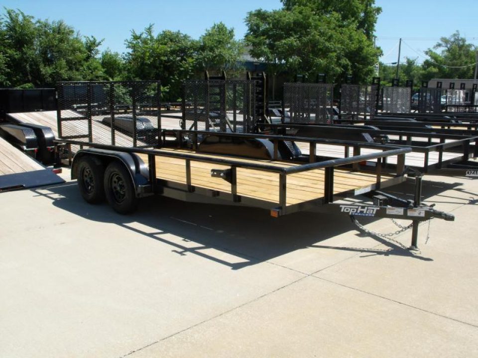 New Utility Trailer 83" x 16    Pipe Rail Top  Rear  LAY-N-TAIL GATE  Brakes 7000 GVWR