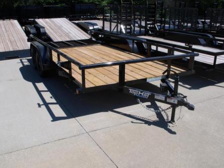 New Utility Trailer 83" x 16    Pipe Rail Top  Rear  LAY-N-TAIL GATE  Brakes 7000 GVWR