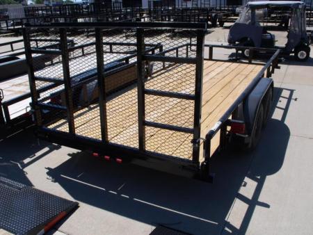 New Utility Trailer 83" x 16    Pipe Rail Top  Rear  LAY-N-TAIL GATE  Brakes 7000 GVWR