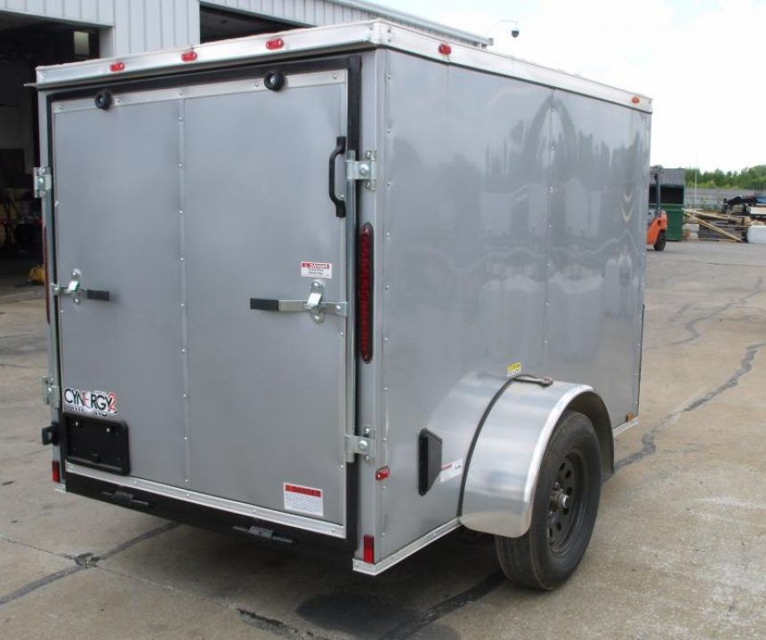 New Huge Sale While They Last  !!!  Enclosed Trailer 5 x 8 Enclosed Cargo Trailer RAMP  DOOR  Silver Mist  In Color 60" Interior