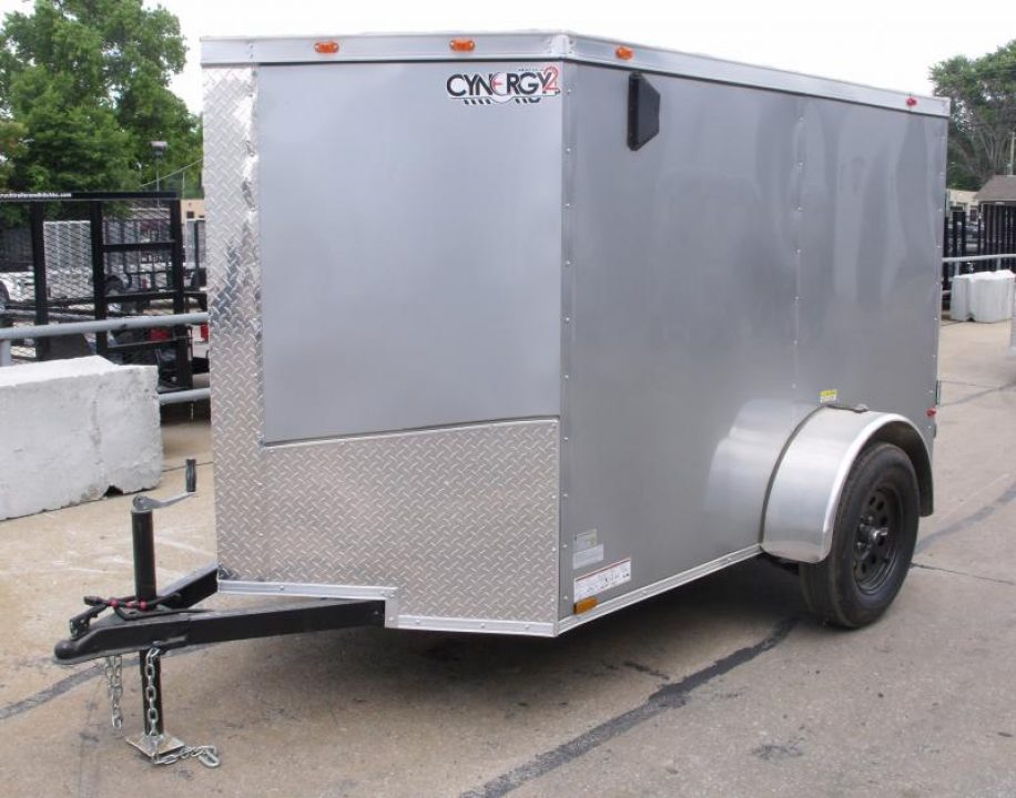New Huge Sale While They Last  !!!  Enclosed Trailer 5 x 8 Enclosed Cargo Trailer RAMP  DOOR  Silver Mist  In Color 60" Interior