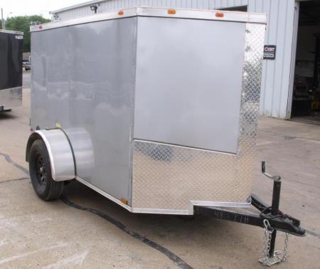 New Huge Sale While They Last  !!!  Enclosed Trailer 5 x 8 Enclosed Cargo Trailer RAMP  DOOR  Silver Mist  In Color 60" Interior