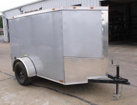 New Huge Sale While They Last  !!!  Enclosed Trailer 5 x 8 Enclosed Cargo Trailer RAMP  DOOR  Silver Mist  In Color 60" Interior