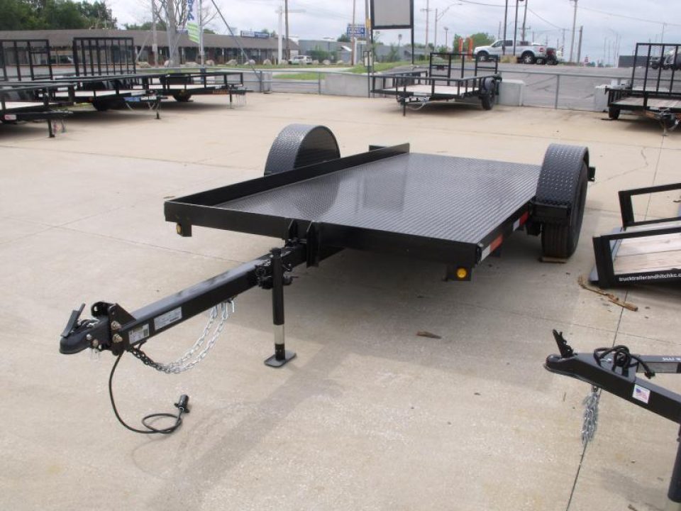 New Tilt Scissor Lift Hauler 76" X 12' Brakes Equipment Trailer S/A 7000 GVWR Metal Deck
