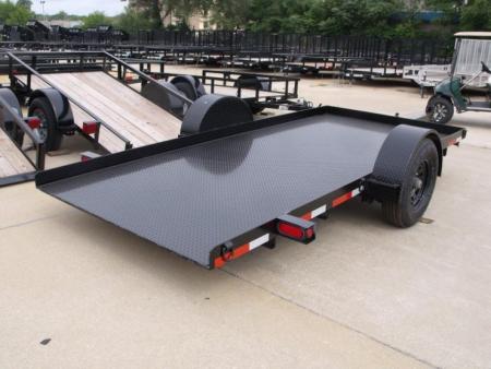 New Tilt Scissor Lift Hauler 76" X 12' Brakes Equipment Trailer S/A 7000 GVWR Metal Deck