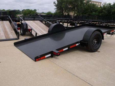 New Tilt Scissor Lift Hauler 76  X 12' Brakes Equipment Trailer S/A 7000 GVWR Metal Deck