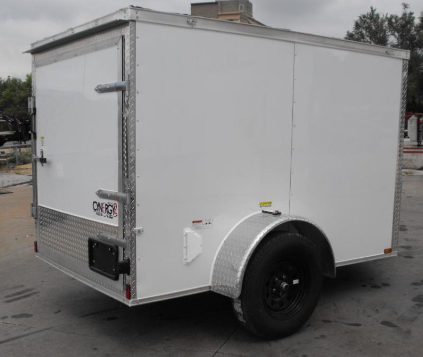 New Huge Sale While They Last    Enclosed Trailer 5 x 8 Enclosed Cargo Trailer BARN  DOOR  White In Color 60" Interior
