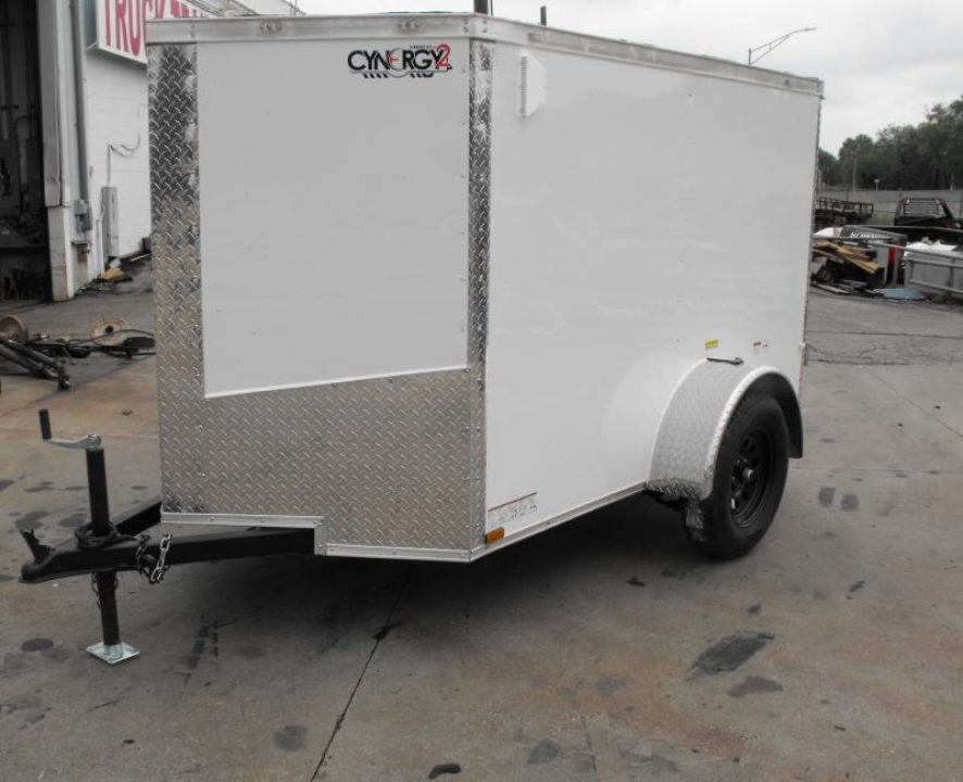 New Huge Sale While They Last    Enclosed Trailer 5 x 8 Enclosed Cargo Trailer BARN  DOOR  White In Color 60" Interior
