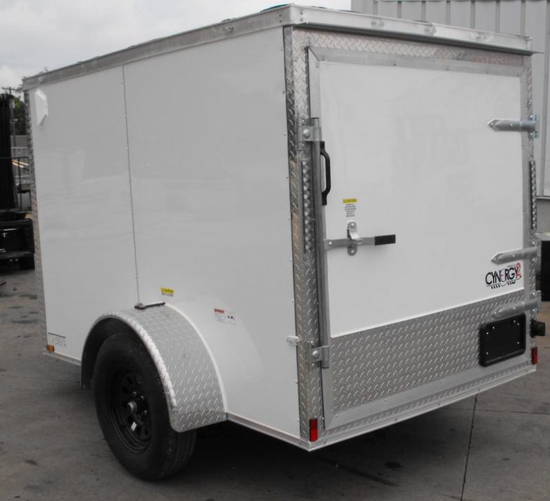 New Huge Sale While They Last    Enclosed Trailer 5 x 8 Enclosed Cargo Trailer BARN  DOOR  White In Color 60" Interior