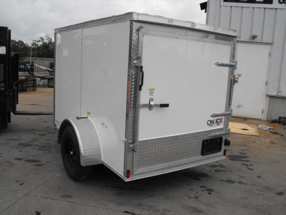 New Huge Sale While They Last    Enclosed Trailer 5 x 8 Enclosed Cargo Trailer BARN  DOOR  White In Color 60" Interior