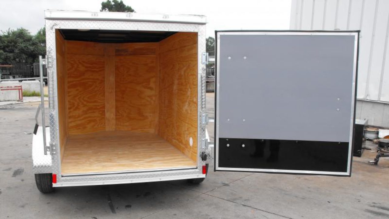 New Huge Sale While They Last    Enclosed Trailer 5 x 8 Enclosed Cargo Trailer BARN  DOOR  White In Color 60" Interior