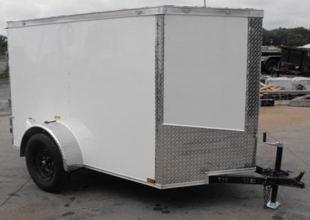 New Huge Sale While They Last    Enclosed Trailer 5 x 8 Enclosed Cargo Trailer BARN  DOOR  White In Color 60" Interior