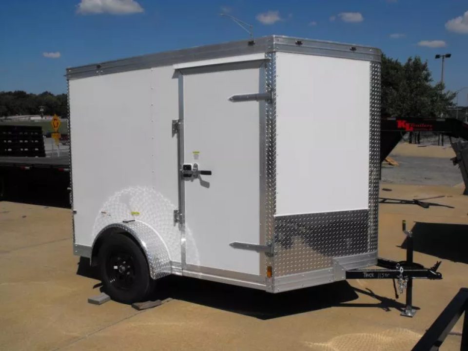 New Huge Sale While They Last  !!!  Enclosed Trailer 6 X 8 Ramp  6' 3"  Interior(( White   In Color  080 Skin))  Tube Construction