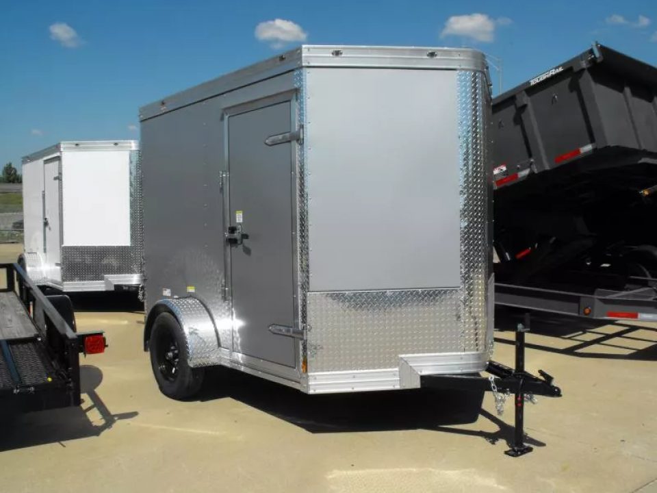 New HUGE SALE WHILE THEY LAST !!!  Enclosed Trailer 6 X 8 Ramp  6' 6"  Interior(( Silver Mist   In Color  080 Skin))  Tube Construction