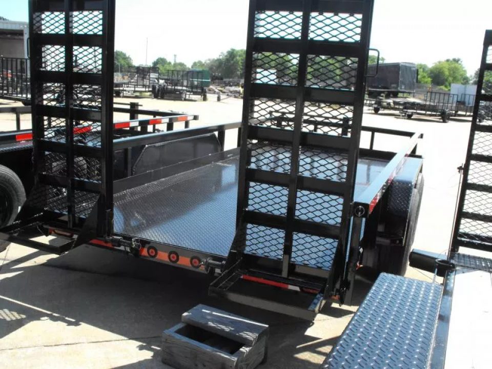 New Equipment Trailer Steel Deck 83 X 16 Dove 14000 GVWR  HD Equipment Ramps Covered #6 Mesh