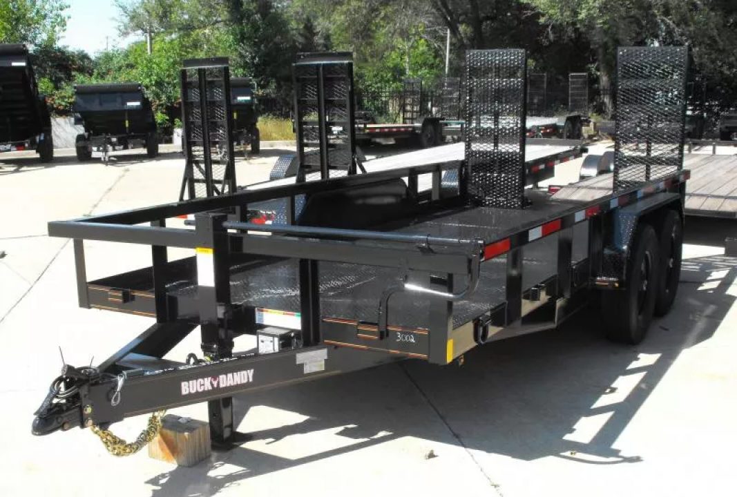 New Equipment Trailer Steel Deck 83 X 16 Dove 14000 GVWR  HD Equipment Ramps Covered #6 Mesh