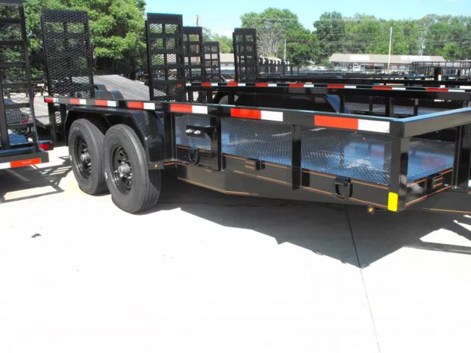 New Equipment Trailer Steel Deck 83 X 16 Dove 14000 GVWR  HD Equipment Ramps Covered #6 Mesh