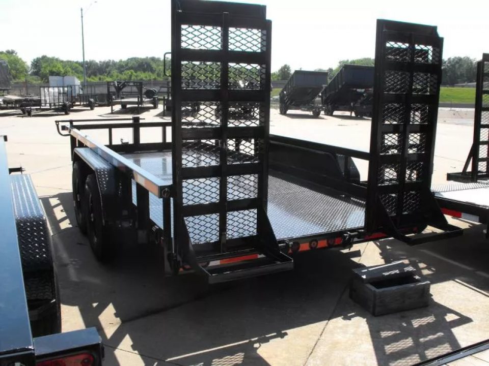New Equipment Trailer Steel Deck 83 X 16 Dove 14000 GVWR  HD Equipment Ramps Covered #6 Mesh