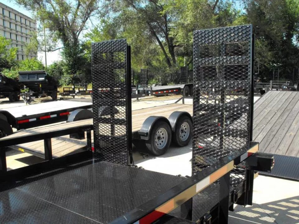 New Equipment Trailer Steel Deck 83 X 18 Dove 14000 GVWR  HD Equipment Ramps Covered #6 Mesh