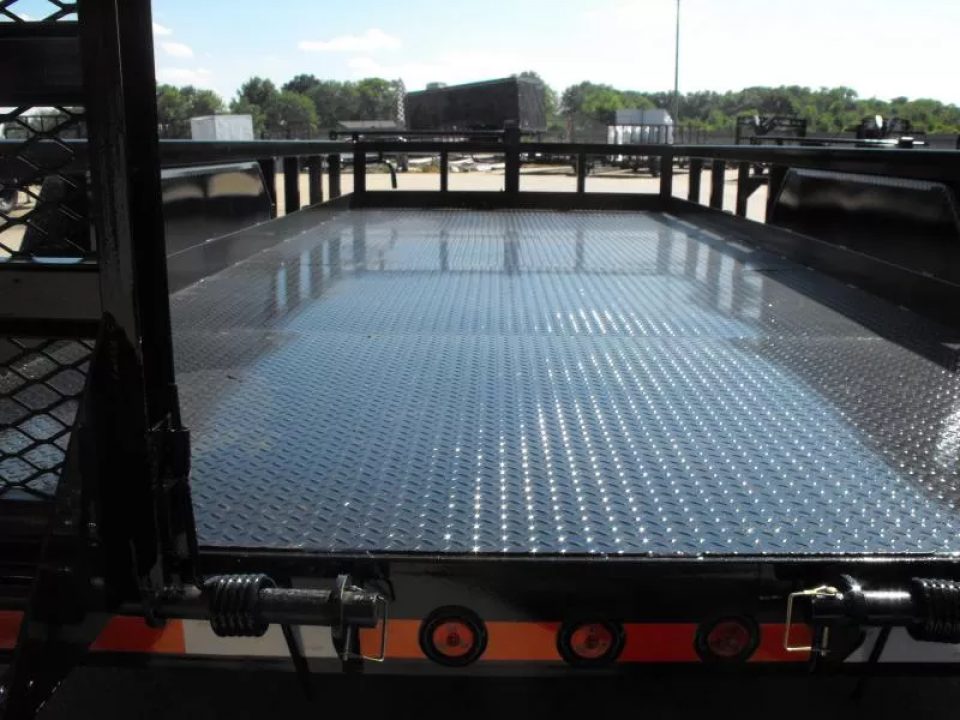 New Equipment Trailer Steel Deck 83 X 18 Dove 14000 GVWR  HD Equipment Ramps Covered #6 Mesh