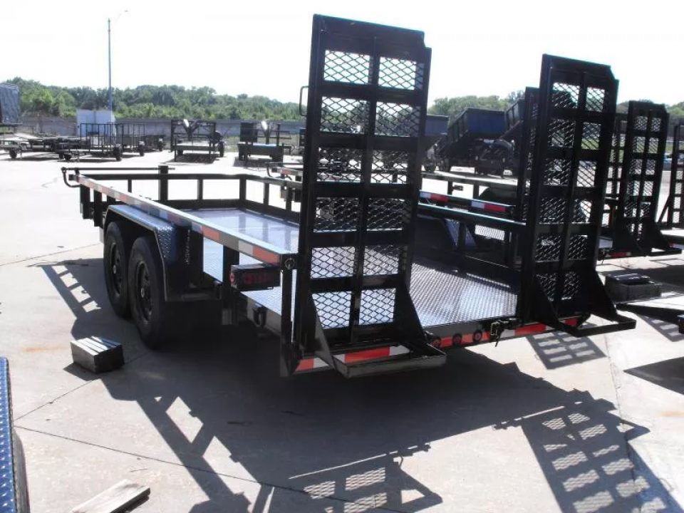 New Equipment Trailer Steel Deck 83 X 18 Dove 14000 GVWR  HD Equipment Ramps Covered #6 Mesh
