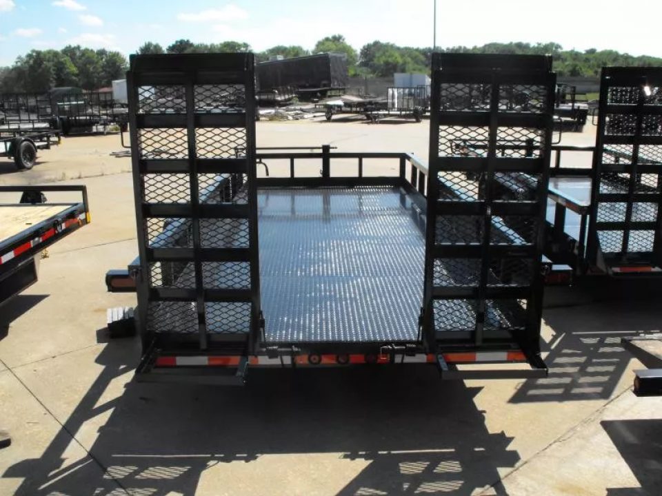 New Equipment Trailer Steel Deck 83 X 18 Dove 14000 GVWR  HD Equipment Ramps Covered #6 Mesh
