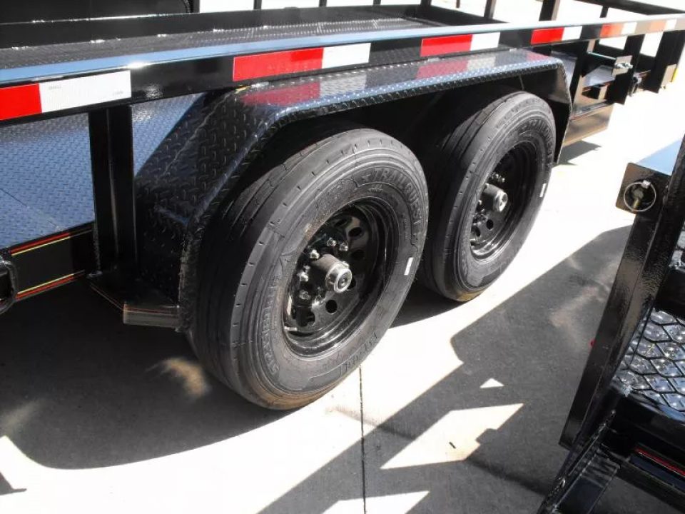 New Equipment Trailer Steel Deck 83 X 18 Dove 14000 GVWR  HD Equipment Ramps Covered #6 Mesh