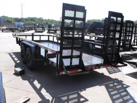 New Equipment Trailer Steel Deck 83 X 18 Dove 14000 GVWR  HD Equipment Ramps Covered #6 Mesh