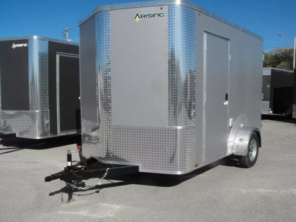 New Enclosed Trailer 7 X 10  Barn Door Concession Window 30 Amp Package Color Silver Mist
