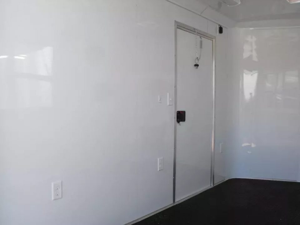 New Enclosed Trailer 7 X 10  Barn Door Concession Window 30 Amp Package Color Silver Mist