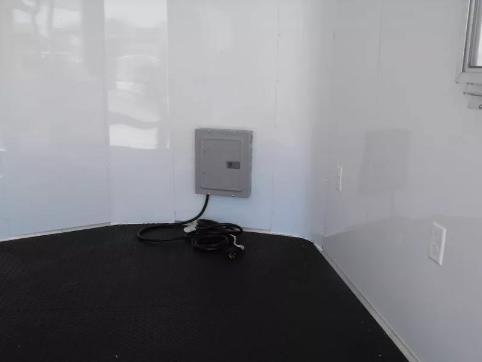 New Enclosed Trailer 7 X 10  Barn Door Concession Window 30 Amp Package Color Silver Mist