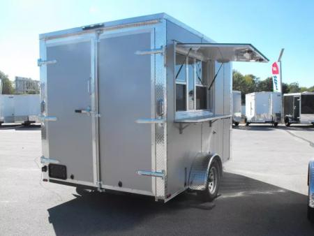 New Enclosed Trailer 7 X 10  Barn Door Concession Window 30 Amp Package Color Silver Mist