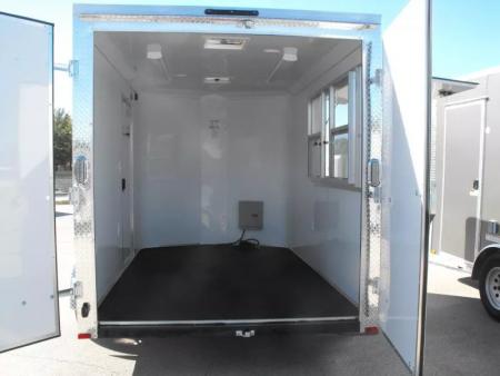 New Enclosed Trailer 7 X 10  Barn Door Concession Window 30 Amp Package Color Silver Mist