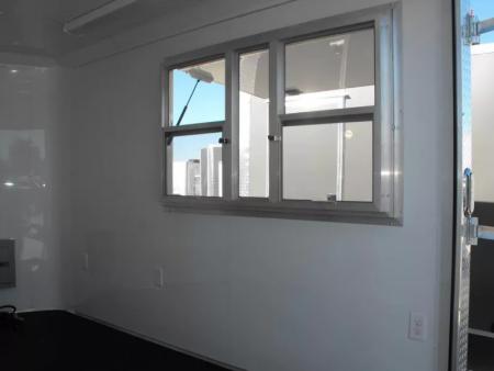 New Enclosed Trailer 7 X 10  Barn Door Concession Window 30 Amp Package Color Silver Mist