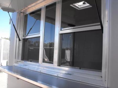 New Enclosed Trailer 7 X 10  Barn Door Concession Window 30 Amp Package Color Silver Mist