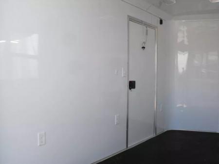 New Enclosed Trailer 7 X 10  Barn Door Concession Window 30 Amp Package Color Silver Mist