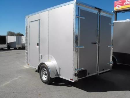 New Enclosed Trailer 7 X 10  Barn Door Concession Window 30 Amp Package Color Silver Mist