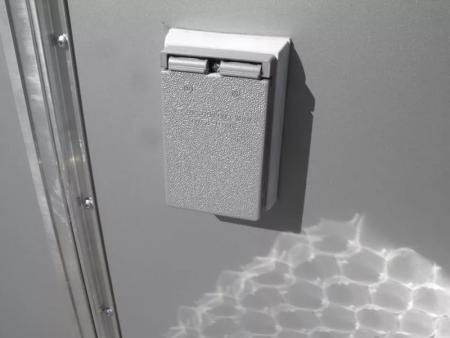 New Enclosed Trailer 7 X 10  Barn Door Concession Window 30 Amp Package Color Silver Mist